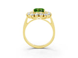 Yellow gold Princess Cut Halo Cluster Diamond Ring with Pave Band and Four-Prong Setting_15