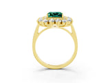 Yellow gold Princess Cut Halo Cluster Diamond Ring with Pave Band and Four-Prong Setting_15