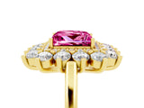 Yellow gold Princess Cut Halo Cluster Diamond Ring with Pave Band and Four-Prong Setting_17