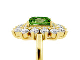 Yellow gold Princess Cut Halo Cluster Diamond Ring with Pave Band and Four-Prong Setting_17