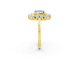 Yellow gold Princess Cut Halo Cluster Diamond Ring with Pave Band and Four-Prong Setting_20