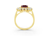 Yellow gold Princess Cut Halo Cluster Diamond Ring with Pave Band and Four-Prong Setting_21