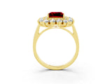 Yellow gold Princess Cut Halo Cluster Diamond Ring with Pave Band and Four-Prong Setting_21
