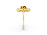 Yellow gold Princess Cut Halo Cluster Diamond Ring with Pave Band and Four-Prong Setting_26