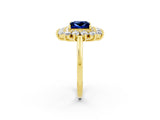 Yellow gold Princess Cut Halo Cluster Diamond Ring with Pave Band and Four-Prong Setting_26