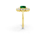 Yellow gold Princess Cut Halo Cluster Diamond Ring with Pave Band and Four-Prong Setting_26