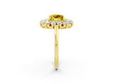 Yellow gold Princess Cut Halo Cluster Diamond Ring with Pave Band and Four-Prong Setting_26