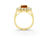 Yellow gold Princess Cut Halo Cluster Diamond Ring with Pave Band and Four-Prong Setting_27