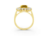 Yellow gold Princess Cut Halo Cluster Diamond Ring with Pave Band and Four-Prong Setting_27