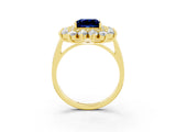 Yellow gold Princess Cut Halo Cluster Diamond Ring with Pave Band and Four-Prong Setting_27