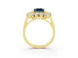 Yellow gold Princess Cut Halo Cluster Diamond Ring with Pave Band and Four-Prong Setting_27