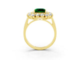 Yellow gold Princess Cut Halo Cluster Diamond Ring with Pave Band and Four-Prong Setting_27