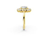 Yellow gold Princess Cut Halo Cluster Diamond Ring with Pave Band and Four-Prong Setting_31
