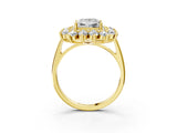 Yellow gold Princess Cut Halo Cluster Diamond Ring with Pave Band and Four-Prong Setting_32
