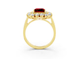 Yellow gold Princess Cut Halo Cluster Diamond Ring with Pave Band and Four-Prong Setting_33