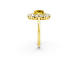 Yellow gold Princess Cut Halo Cluster Diamond Ring with Pave Band and Four-Prong Setting_8