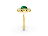 Yellow gold Princess Cut Halo Cluster Diamond Ring with Pave Band and Four-Prong Setting_8