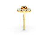 Yellow gold Princess Cut Halo Cluster Diamond Ring with Pave Band and Four-Prong Setting_8