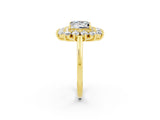 Yellow gold Princess Cut Halo Cluster Diamond Ring with Pave Band and Four-Prong Setting_8