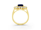 Yellow gold Princess Cut Halo Cluster Diamond Ring with Pave Band and Four-Prong Setting_9