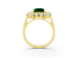 Yellow gold Princess Cut Halo Cluster Diamond Ring with Pave Band and Four-Prong Setting_9