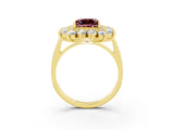 Yellow gold Princess Cut Halo Cluster Diamond Ring with Pave Band and Four-Prong Setting_9