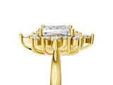 Yellow gold Princess Cut Halo Diamond Cluster Ring with Marquise and Round Stones on a White Gold Band with Prong Setting_26