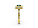 Yellow gold Princess Cut Halo Diamond Engagement Ring with Milgrain Pave Band and Four-Prong Setting_2