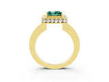 Yellow gold Princess Cut Halo Diamond Engagement Ring with Milgrain Pave Band and Four-Prong Setting_3