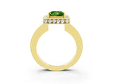 Yellow gold Princess Cut Halo Diamond Engagement Ring with Milgrain Pave Band and Four-Prong Setting_3