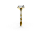 Yellow gold Princess Cut Halo Diamond Engagement Ring with Pave Band and Four-Prong Setting_22