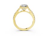 Yellow gold Princess Cut Halo Diamond Engagement Ring with Pave Band and Four-Prong Setting_43