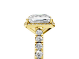 Yellow gold Princess Cut Halo Diamond Engagement Ring with Pave Band and Four-Prong Setting_45