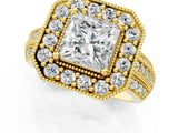 Yellow gold Princess Cut Halo Diamond Engagement Ring with Pave Split Shank and Four-Prong Setting_4