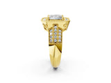 Yellow gold Princess Cut Halo Diamond Engagement Ring with Pave Split Shank and Four-Prong Setting_5