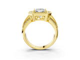 Yellow gold Princess Cut Halo Diamond Engagement Ring with Pave Split Shank and Four-Prong Setting_6