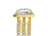 Yellow gold Princess Cut Halo Diamond Engagement Ring with Split Shank and Four-Prong Setting_28