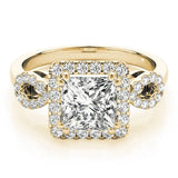 Yellow gold Princess Cut Halo Diamond Infinity Band with Four-Prong Setting 1