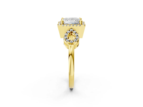 Yellow Gold Princess Cut Pave Infinity Halo Engagement Ring Setting