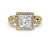 Yellow gold Princess Cut Halo Diamond Infinity Band with Four-Prong Setting_6