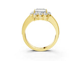 Yellow gold Princess Cut Halo Diamond Pavé Engagement Ring with Milgrain Detailing_22