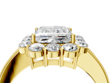 Yellow gold Princess Cut Halo Diamond Pavé Engagement Ring with Milgrain Detailing_23