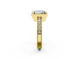 Yellow gold Princess Cut Halo Diamond Pave Band Ring with Four-Prong Setting_61