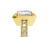 Yellow gold Princess Cut Halo Diamond Pave Band Ring with Four-Prong Setting_64