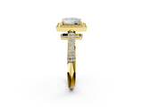 Yellow gold Princess Cut Halo Diamond Pave Band with Four-Prong Setting_54