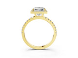 Yellow gold Princess Cut Halo Diamond Pave Band with Prong Setting_11
