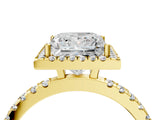 Yellow gold Princess Cut Halo Diamond Pave Band with Prong Setting_12