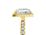 Yellow gold Princess Cut Halo Diamond Pave Band with Prong Setting_13