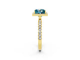 Yellow gold Princess Cut Halo Diamond Pave Band with Prong Setting_2