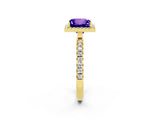 Yellow gold Princess Cut Halo Diamond Pave Band with Prong Setting_2